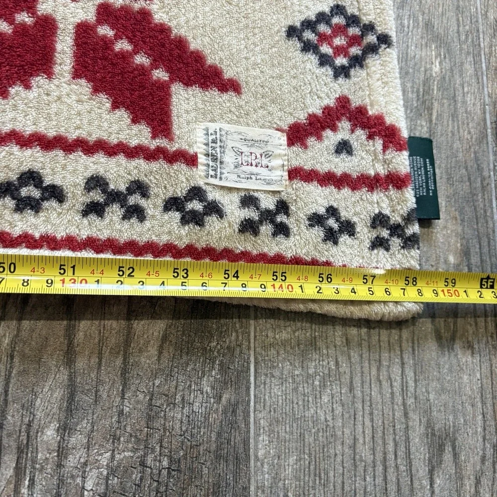VTG Lauren Ralph Lauren Snowflake Fair Isle Throw Blanket Red Ivory 58x71